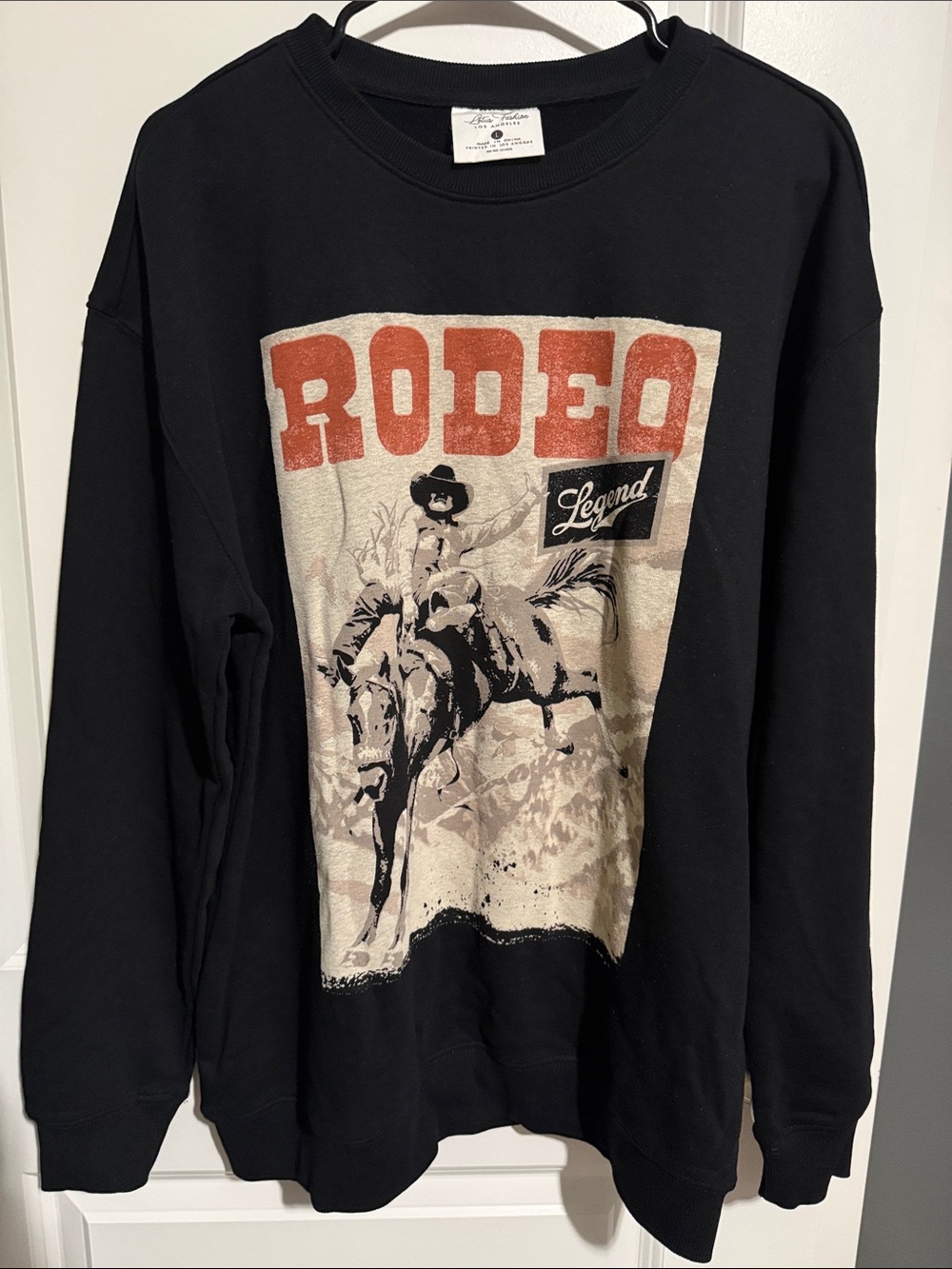 Men's Black Rodeo Graphic Crewneck Sweatshirt